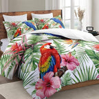 WeCozy Full Comforter Set, 3 Pieces Tropical Hibiscus Bedding, All Season - Image 3