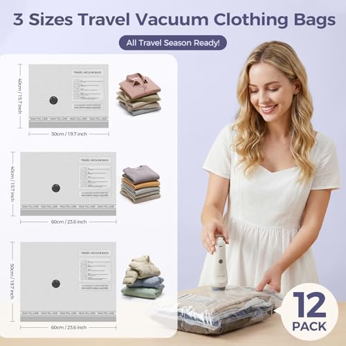 Travel Vacuum Bags with Electric Pump, Compression 12-Piece - Image 4