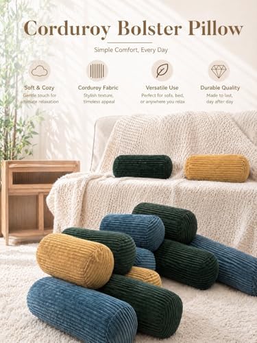 Long Cylinder Pillow Corduroy Lumbar Pillow Neck Roll Throw Pillow - Image 6