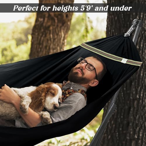 Tranquillo Uniki Hammock with Stand for Outside Portable Hammock, Black - Image 6