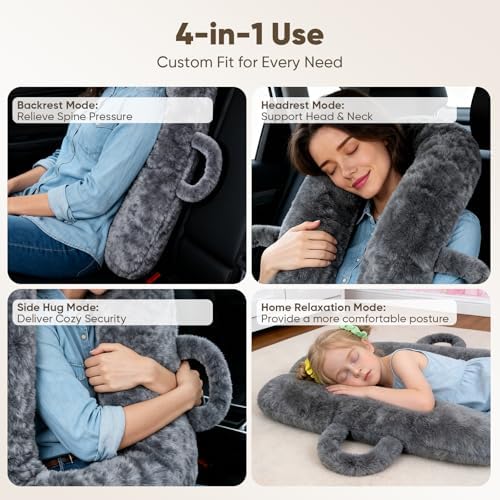 Plzpik Car Pillow for Kids, Removable, Washable Pillowcases and Pillow Inserts(The only Upgrade on the Market),Travel Pillow for Car Sleeping (Darkgray) - Image 4