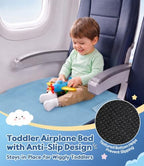 Light Blue Toddler Airplane Bed, Portable Airplane Seat Extender Travel Bed for Kids, Soft Baby Plane Travel Essentials for Flying, Toddlers Long Flight Must Haves Footrest - Image 5