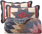 vctops Vintage Star Patchwork Cotton Quilt Set (Navy,Oversize Queen) by vctops