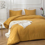 Luxlovery Mustard Yellow Comforter Set King Bedding Comforter Sets Men Women Solid Color Ginger Yellow Blanket Quilts Beathable Soft Cozy Puffy Lightweight Hotel Quailty Bedding Set - Image 2