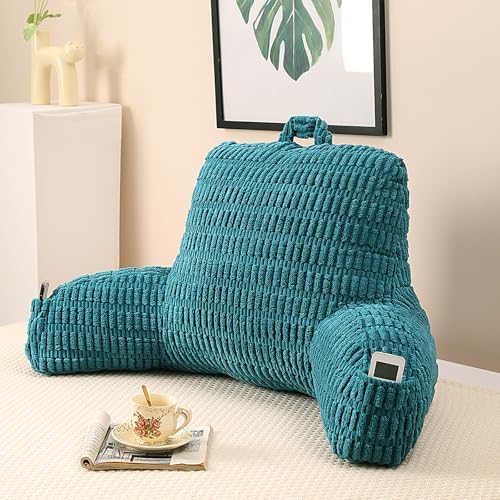 Large Reading Pillow for Sitting Up with Arms,Olive Corduroy by PAJEO