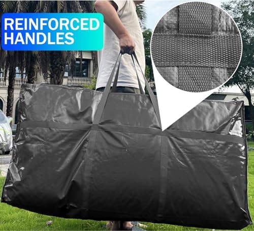 1-Pack 66 Gallon Heavy Duty Storage Bags, Extra Large Zippered Duffle Totes for Moving, Travel, Bedding & Christmas Tree(Black,2 Pack) - Image 4