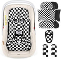 DILIMI Infant Car Seat Insert, Baby Car Seat Head Support with Removable Headrest, Adjustable Newborn Car Seat Cushion with3 Strap Paddings for Stroller, Swing, Bouncers, Black Lattice by DILIMI