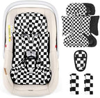 DILIMI Infant Car Seat Insert, Baby Car Seat Head Support with Removable Headrest, Adjustable Newborn Car Seat Cushion with3 Strap Paddings for Stroller, Swing, Bouncers, Black Lattice by DILIMI