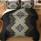 Dintszyayue Aztec Quilt Set Queen, Black Brown Boho Lightweight Bedspread - Image 3