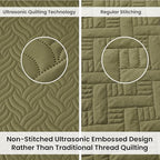 Love's cabin King Size Quilt Bedding Set Olive Green Bedspreads - Bed Summer Lightweight Bedspread Comforter - Wave Pattern Bedding Coverlet for All Season - 3 Pieces (1 Quilt, 2 Pillow Shams) - Image 3