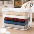 Clear Storage Bins with Lids, Plastic Storage Boxes and Closet Organizers for Under Bed Toy Storage, Foldable Moving Bags for Packing Clothes (White-8PCS, Small: 12.6 x 9.5 x 9.8 in) by LISINUO