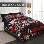 WeCozy Twin Comforter Set with Sheets, 5 Pieces Graffiti Grunge Bedding - Image 4