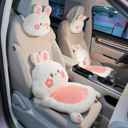Cartoon Car Seat Cushion Lumbar Support Pillow&Neck Pillow Office Chair SUV (Rabbit Sets) by Unknown