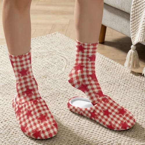Fuzzy Slipper with Socks for Women Slip On House Slipper and Socks Set Cozy Fuzzy Slippers for Indoor - Image 3