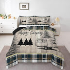 Erosebridal RV Camper Queen Comforter Set,Rustic Camping Bedding Sets for Travel Trailer,Cabin Style Quilt Bed Set for Kids Adults,Buffalo Plaid Farmhouse Bedroom Decor,2 Pillowcases All Season by Erosebridal