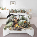 Erosebridal Happy Camping Toddler Bedding Set,RV Camper Comforter Sets for Travel Trailer Bunk,Forest Bear Quilt Bed Set for Boys Girls,Rustic Farmhouse Bedroom Decor,1 Pillowcase Breathable by Erosebridal