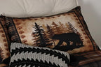Castle Fairy Bear Print Full Size Comforter Set,Wild Animal Hunt Pine Trees Retro Bedding Comforters Bedroom Collection,Rustic Grid Plaid Cabin Decor Bedding Set for Girls Teens - Image 5