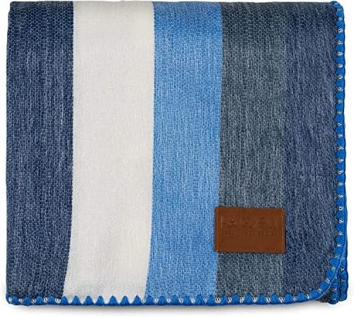QISU Alpaca Wool Blanket Throw | Large, Beautiful, Warm, Stripe | 85 x 65 inches | Ultra-Soft, Hypoallergenic and Breathable | Non-Itchy or Scratchy Fabric (Blue White Stripe), Queen by QISU