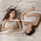Bedsure 2-in-1 Comforter Set, Detachable Blanket, Beige Oversized Queen - Image 4
