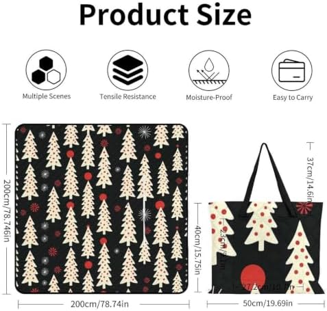 Waterproof Zipper Foldable Travel Blanket Christmas Tree Red 78.7"x78.7" - Image 3