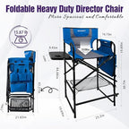 Tall Folding Directors Chair with Side Table 30.71" Seat Height Foldable Camping Chair Bar Stool for Makeup Artist Face Painting with Footrest and Storage Pocket Supports 350LBS - Image 3