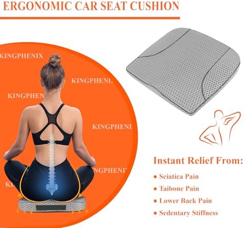 kingphenix Memory Foam Car Seat Cushion for Driving Comfort and Office Use - Image 2