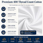 Zipper Cot Fitted Sheet Bundle, 28 x 75 Camping Cot Mattress Sheets, 400 Thread Count 100% Cotton, Includes 1 Wraparound Base, 2 Removable Zipper Top Sheets & 2 Pillowcases, 8 Inch Deep Pocket, White - Image 6