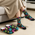 Jeiento Winter Fuzzy Slipper and Crew Socks for Women,Adult Slip-on Close Toe House Slipper,Flat Comfort home Slides - Image 3