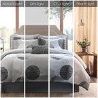 Madison Park Essentials Full Comforter Set, Geometric Bed in a Bag Grey 9PC - Image 2