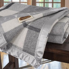 Creswick Woollen Mills 100% Australian Merino Wool Blanket – Soft Warm and Natural with Satin Binding, Breathable Luxury Bedding for All Seasons, (Gray Plaid, Full/Queen Size) - Image 2