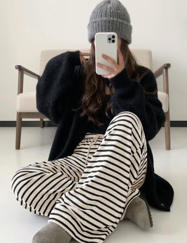 TARSE Women's Striped Barrel Pants Wide Leg Lounge Pants - Image 4
