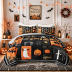 HOSIMA Halloween Quilt Twin,Patchwork Spooky Bedding with 2 Pillowcases. by HOSIMA