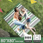 HX&OD Extra Large Picnic Blanket Outdoor 80”x80” Waterproof Picnic Mat Foldable 3-Layer Camping Blanket Portable with Carry Strap Park Blanket for Grass(Green) - Image 4
