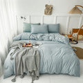 Luxlovery Blue Comforter Set Full Haze Blue Bedding Set Minimalist Bedding Set Soft Breathable Blanket Quilt All Season Comforter Set for Full Bed by Luxlovery