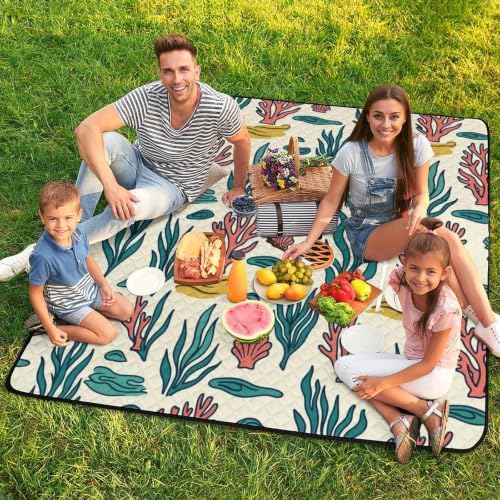Outdoor Waterproof Zipper Picnic Blanket Shell Red Green 78.7"x78.7" - Image 7