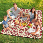 Pink Red Rosette Pattern Foldable Zipper Picnic Blankets 78.7"x78.7" - Image 7