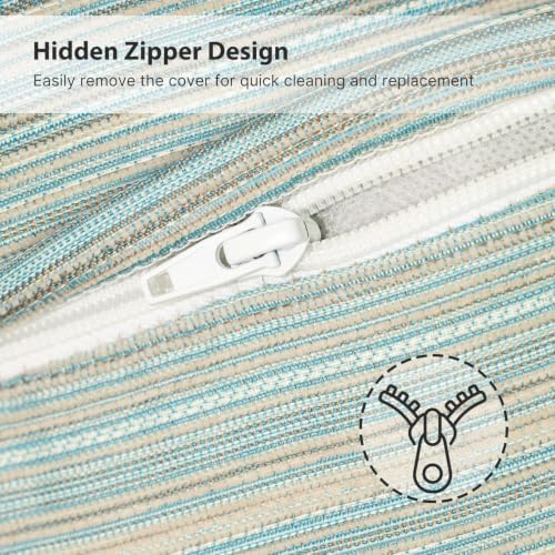 Set of 2 Outdoor Lumbar Pillows with Inserts, 12x20 Inch Patio Pillows with Water Resistant Cover, Removable Zipper Outdoor Throw Pillow for Wicker Furniture, Sofa, Garden and Porch - Image 3