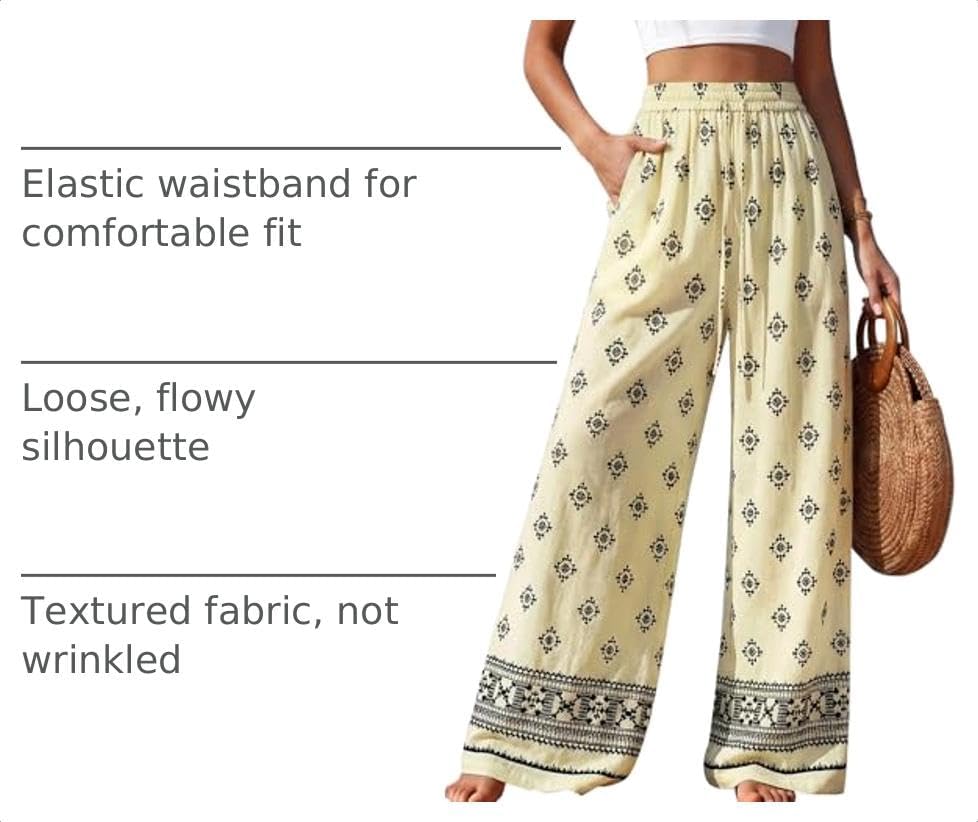 PRETTYGARDEN Womens Pants Elastic Waist Striped Lightweight Palazzo Pant - Image 4