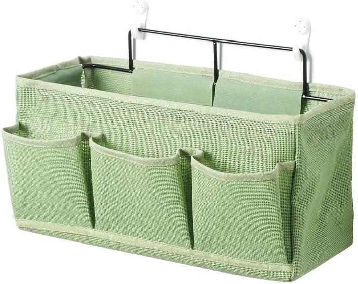 Bed Hanging Storage Bag，Bed Side Storage Pocket，Bunk Bed Hanging Storage Caddy with Hooks and Pockets for Bunk Beds Rails Book Phone Glasses Storage(Green(Wall-Mounted Model)) by Unknown
