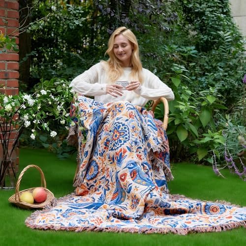 LUTBM Boho Throw Blanket for Couch 50"x60", Cotton Decorative Bed Throw - Image 2