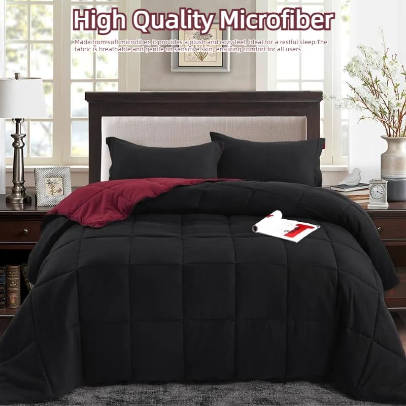 HOMME Over Size 3 Pieces All Season Soft Comfortable Down Alternative Reversible Quilted Oversize Comforter Set School Dorm, Machine Washable - Image 3