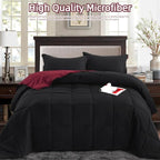 HOMME King Size 3 Pieces All Season Soft Comfortable Down Alternative Reversible Quilted Oversize Comforter Set School Dorm, Machine Washable - Image 3