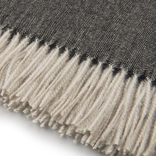 Alpaca Home - 100% Pure Baby Alpaca Eco Herringbone Sofa Throw Blanket, 71" X 51" (Charcoal)… - Image 3