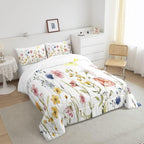 Feelyou Floral Bedding Set Kids Botanical Fowers Comforter Set Garden - Image 4