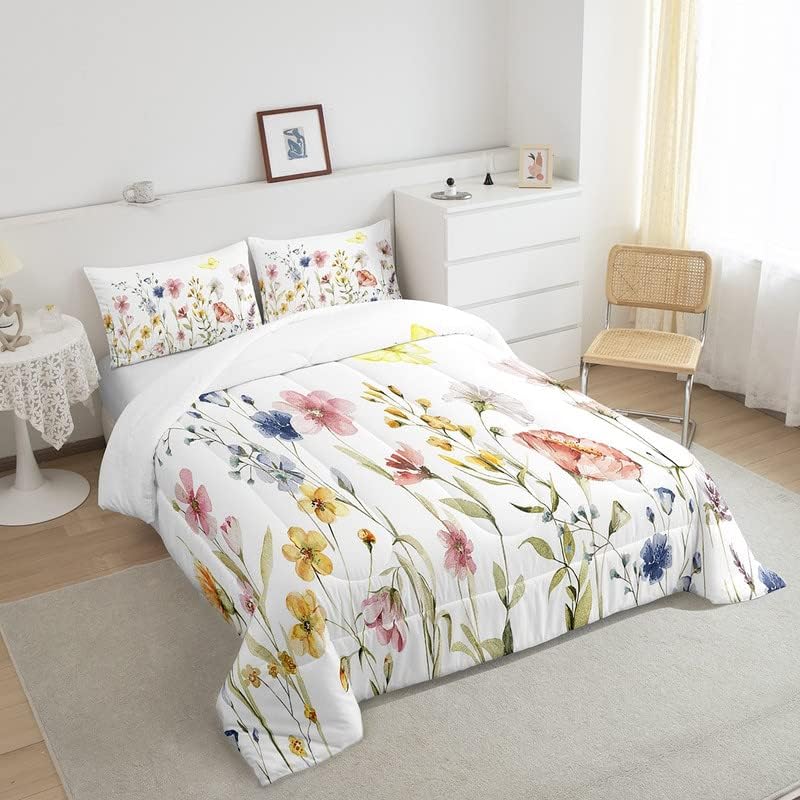 Feelyou Floral Bedding Set Kids Botanical Fowers Comforter Set Garden - Image 4
