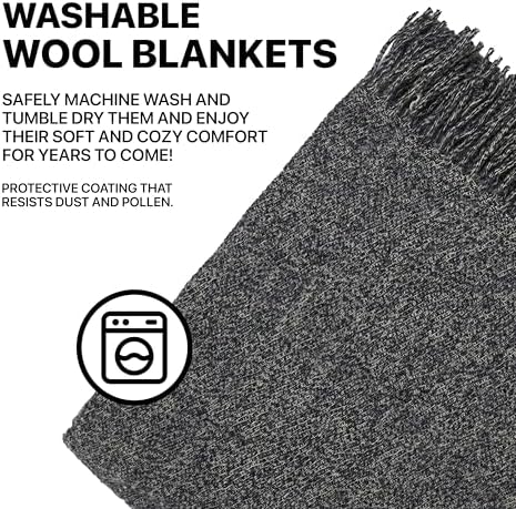 Merino Wool Throw Blanket, Indoor & Outdoor Blankets and Throws, Soft Blanket with Fringes, 55"x79" (140 x 200 cm) - Image 7