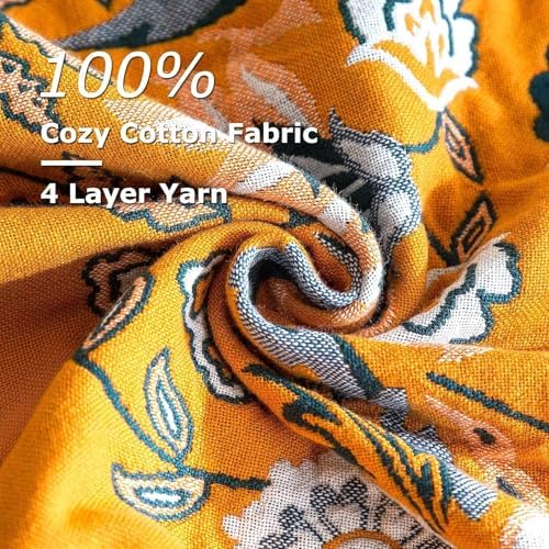 LUTBM Boho Throw Blanket for Bed 60"x80", 100% Cotton Yellow Couch Blankets - Image 6