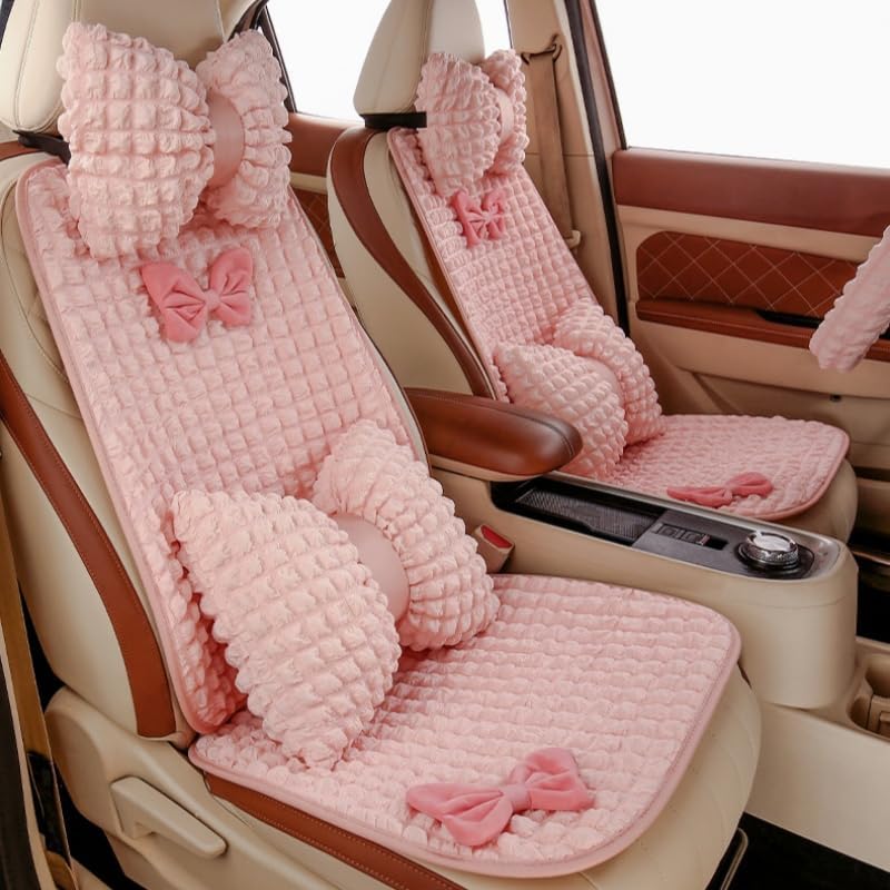 Pink Car Back Seat Cover Protectors with Cute Bowknot, Car Rear Bench Cover - Image 3