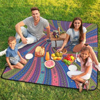 Large Foldable Picnic Blanket Abstract Print Purple Pink 78.7x78.7 Inch - Image 7