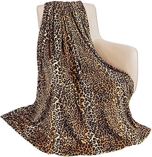 MACEVIA Flannel Fleece Twin Blanket for Couch, Leopard Print Blankets for Adult, Lightweight Cozy Soft Cheetah Blanket for Bed Sofa 260GSM, Suitable for All Seasons (Brown Leopard,60x80inches) by Macevia